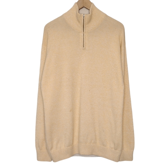 Saks Fifth Avenue Other - Saks Fifth Avenue Cashmere Cotton Pullover Quarter Zip Long Sleeve Sweater Sz L